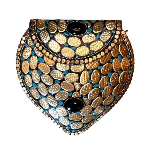 Ramla Handbags - Handmade Ramla Clutch Bag With Beaded Mosaic Design